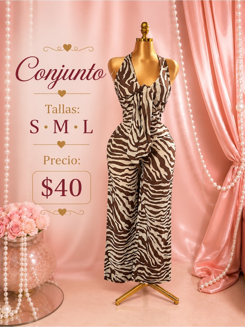 Brown Zebra-Print Set S/M/L